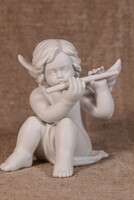 Rosenthal XXL porcelán angyal zenész fuvolával biszkvit Németország