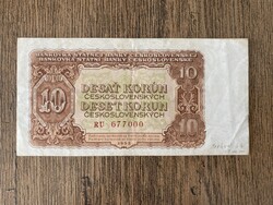 Csehszlovákia 10 Korona 1953 VF-