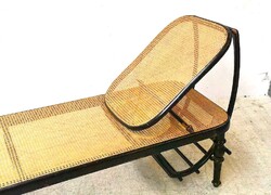 Antik nádfonatos Thonet chaise longue 1887 körül Kohn pihenőágy szófa kanapé daybed