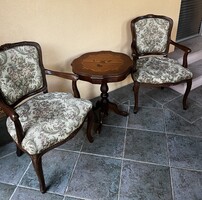 Beautiful Neo-Baroque Lounge Set – 2 Armchairs + Inlaid Table