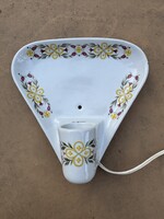 Retro KŐPORC porcelán fali lámpa / falikar – virágos menzaminta