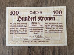Csehszlovákia Gablonz 100 Korona 1918 AUNC-