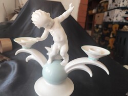 Art Deco Putto Signed Candle Holder (Rare)