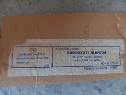 KASÍROZOTT EZÜST alufólia, eredeti Papíripari Vállalat / PIÉRT csomagolás és a címke