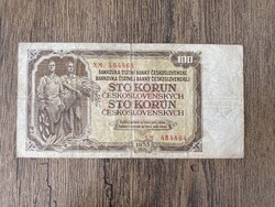 Csehszlovákia 100 Korona 1953 VG