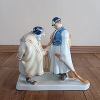 Antik Herendi porcelán búcsúzkodó figura