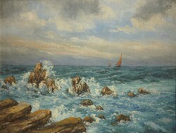 (N) Petheő A. László (early 20th century): Rocky Seaside