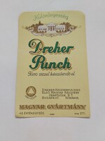 Dreher Punch  italcímke 0.7 l DREHER HAGGENMACHER ELSŐ MAGYAR RÉSZVÉNY SERFŐZDE R.T Budapest-Kőbánya