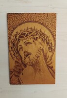 Jézus töviskoronával, kézműves pirográfia