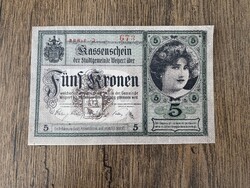 Csehszlovákia Weipert 5 Korona 1918 XF+
