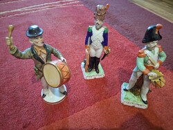 Ritka Gräfenthal (GDR) porcelán figurák / katonák és dobos szett (3 db)