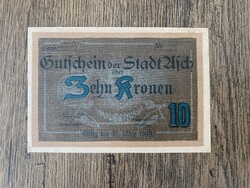 Csehszlovákia Asch 10 Korona 1918 UNC