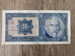 Csehszlovákia 20 Korona 1926 VG