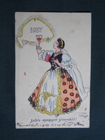 Képeslap,Trianon,Irredenta,Pálffy grafikai,Nagymagyarország,népviselet,Jobb Magyar jövendőt,1937-