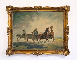 Endre Kolozsváry: Szekeres (1933) – Original oil painting, flawless, in blondel frame 60x80