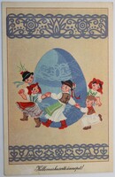Képeslap, Húsvéti üdvözlő , Grafika-rajz: Gábor Éva 1957 (K104)