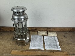 -AX849- Retro nagynyomású petróleumlámpa gázlámpa viharlámpa sátorlámpa krómozott fém burás lámpa