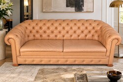 Chesterfield leather sofa Gepade – original English design, 2 available