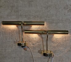 Hollywood Regency, MCM Brass Wall Lamp Pair, Picture Light, Kolarz