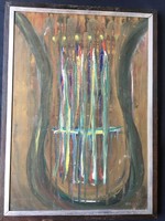 Lyra - a painting depicting an ancient harp, by an author unknown to me.