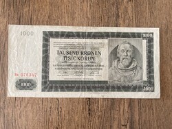 Cseh-Morva Protekorátus 1000 Korona 1942 F