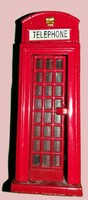 Retro fém asztal/polcdísz britt angol klasszikus TELEFONFÜLKE MAKETT 10 X 4 cm hibátlan darab