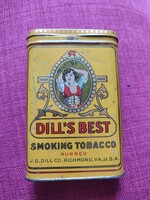 Ritka Vintage "Dill's Best" amerikai fém dohánydoboz – J.G. Dill Co. (Richmond, VA)