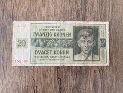 Cseh-Morva Protektorátus 20 Korona 1944 VG