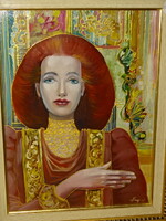 HERPAI ZOLTÁN ( BUDAPEST 1951-2011 ) :  ARANY CSIPKEGALLÉR ( VÖRÖS HAJÚ SZÉPSÉG )