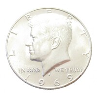 USA,half dollar 1969 D aUNC+ ezüst 11.50g400