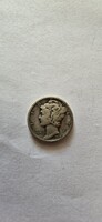 ​Eladó 2 db USA 1928-as Ezüst Mercury Dime (10 Cent) ( S,D verdejel )