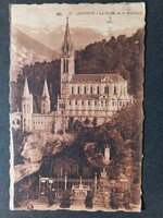 Régi képeslap Franciaország Lourdes - Bazilika 1931