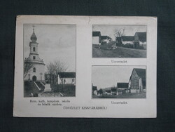 Képeslap,Kisnyárád,Róm. kat. templom,iskola,emlékmű,utca látkép,részlet,Szilágyi Arthúr kiadás,1930-