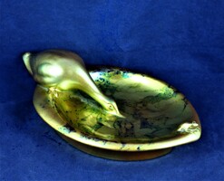 Magnificent Antique Zsolnay Duck and Peace Platter, circa 1920!!!