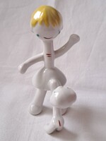 Ritka! Hollóházi art deco kislány cicával / Kati és Pamacs porcelán figura