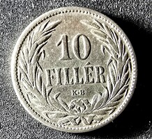 10 Fillér 1894 K·B (Nikkel), I. Ferenc József, Magyar Királyi Váltópénz
