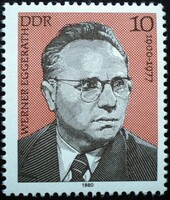 ND2500 / NDK 1980 Werner Eggerath, a munkásvezető bélyeg postatiszta