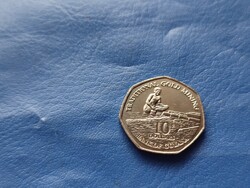GUYANA 10 DOLLÁR 2013  ARANYMOSÁS! HÉTSZÖGŰ! UNC!