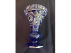 Art deco cseh Bohémia kék kiristályváza