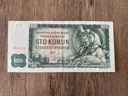 Csehszlovákia 100 Korona 1961 VF+