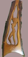 1970'S IPARMŰVÉSZ fa falikép kézi faragás lakkozva Art Deco női akt 50 x 21cm IMPOZÁNS FALIDÍSZ