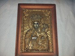 Fekete madonna réz relief