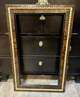 Hollóházi Walnut Veneer Antique Biedermeier Bull's-Eye Picture Frame, Mirror Frame Circa 1840