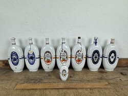-AX866- Hollóházi porcelán kulacs Várda pálinkás butella szett Szatmári Szilva Ó-Barack csomag