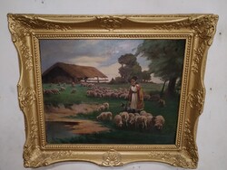 Lajos Zombory (1867-1933), antique oil on canvas painting, in blondel frame.
