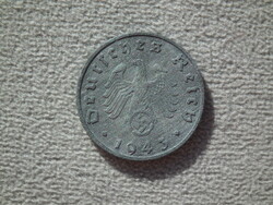 Németország, horogkeresztes birodalmi 5 Pfennig (Reichspfennig), 1943 B, RITKA!