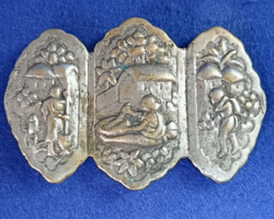 Vintage Burmese Embossed Silver-Plated Belt Buckle