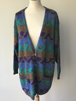 Green-Blue-Purple Warm Knitted Women's Cardigan – Size 40 (New)