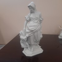 Fehér bisquit Herendi porcelán Anyaság, Anya gyermekével figura