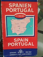 Map of the Iberian Peninsula: Spain and Portugal circa 1980